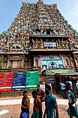 The great Chola temples of Tamil Nadu - the Sri Meenakshi-Sundareshwarar Temple of Madurai. The immense gopura gates of the outer walls. 